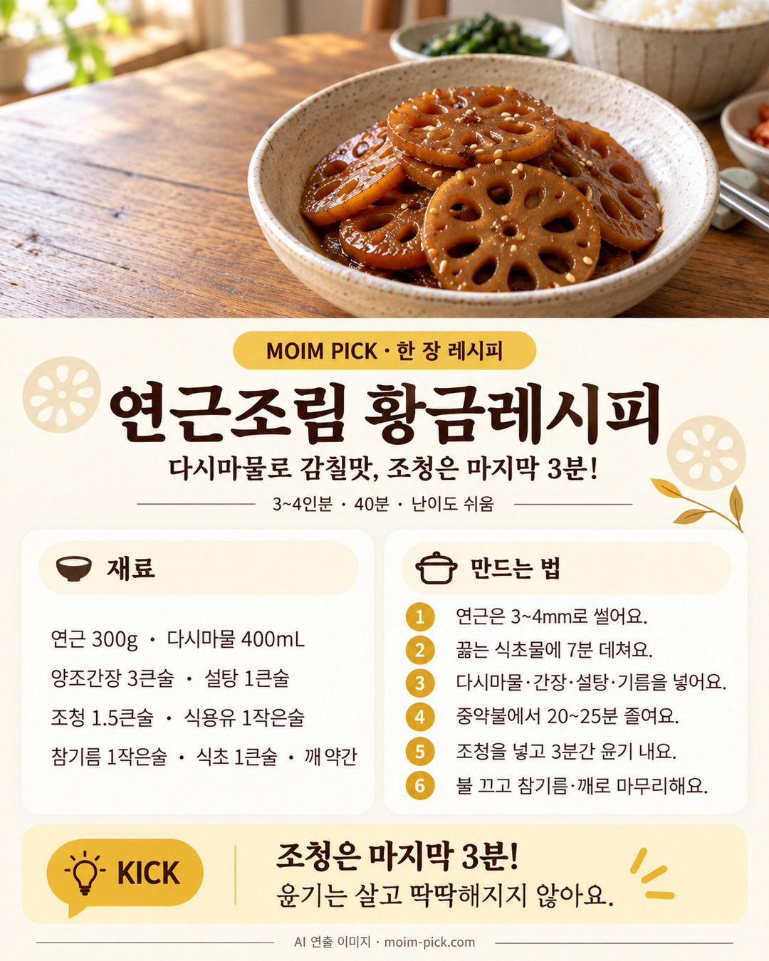 연근조림 황금레시피 한 장 레시피